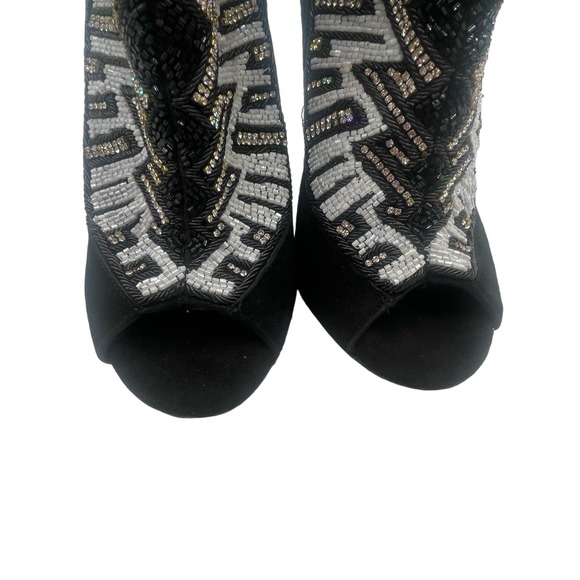 Balmain x H&M Peep-Toe Crystal Beaded Heel Boots Sz Eu 39 / US 8 - Picture 14 of 16